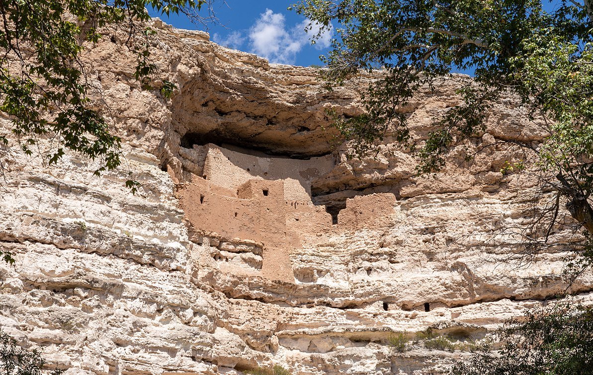Wide shot of the Montezuma Castle National Monument in Camp Verde, Arizona