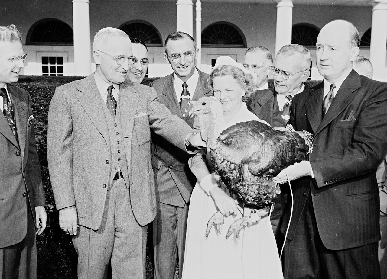President Truman receiving a Thanksgiving turkey