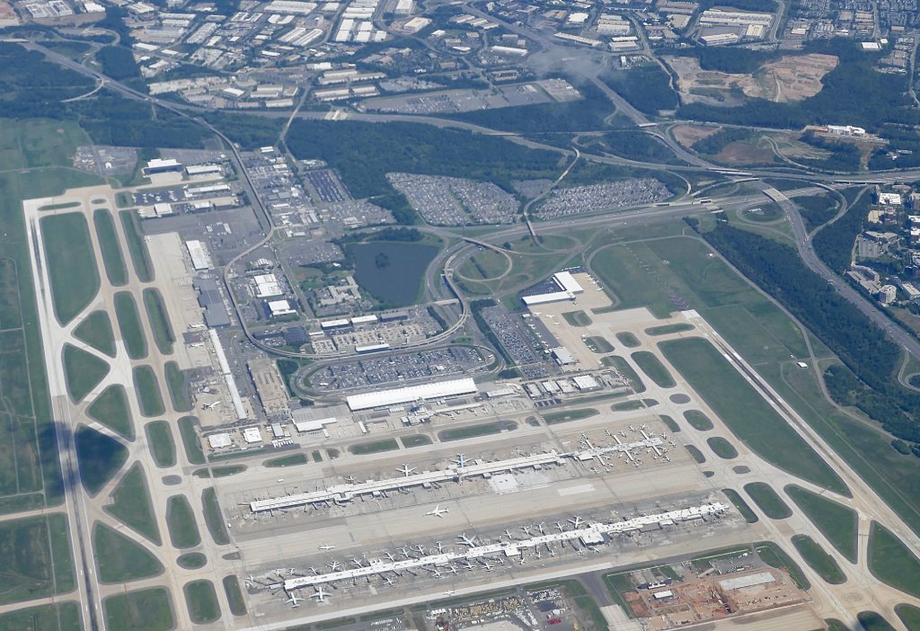 Aerial photo of Dulles International Airport and environs on 22 August 2024