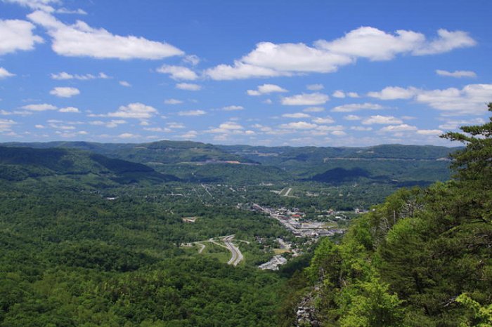 The city of Middlesboro as viewed from the Pinnacle Overlook