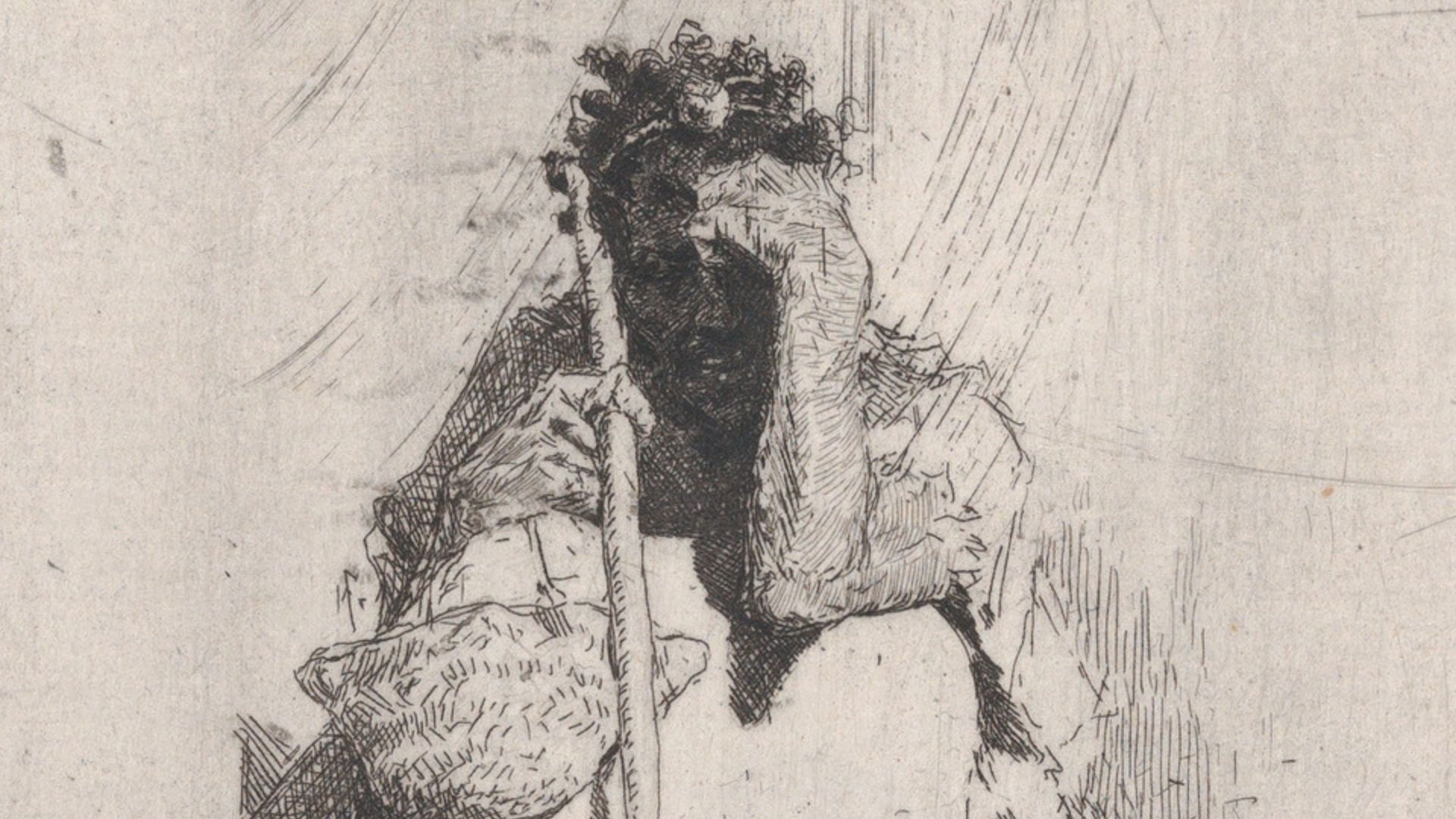 File:A beggar, seated on the ground holding a stick MET DP876111.jpg