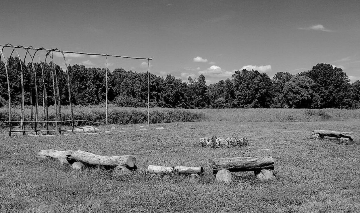 Patawomeck Historic Village construction in progress at Widewater State Park