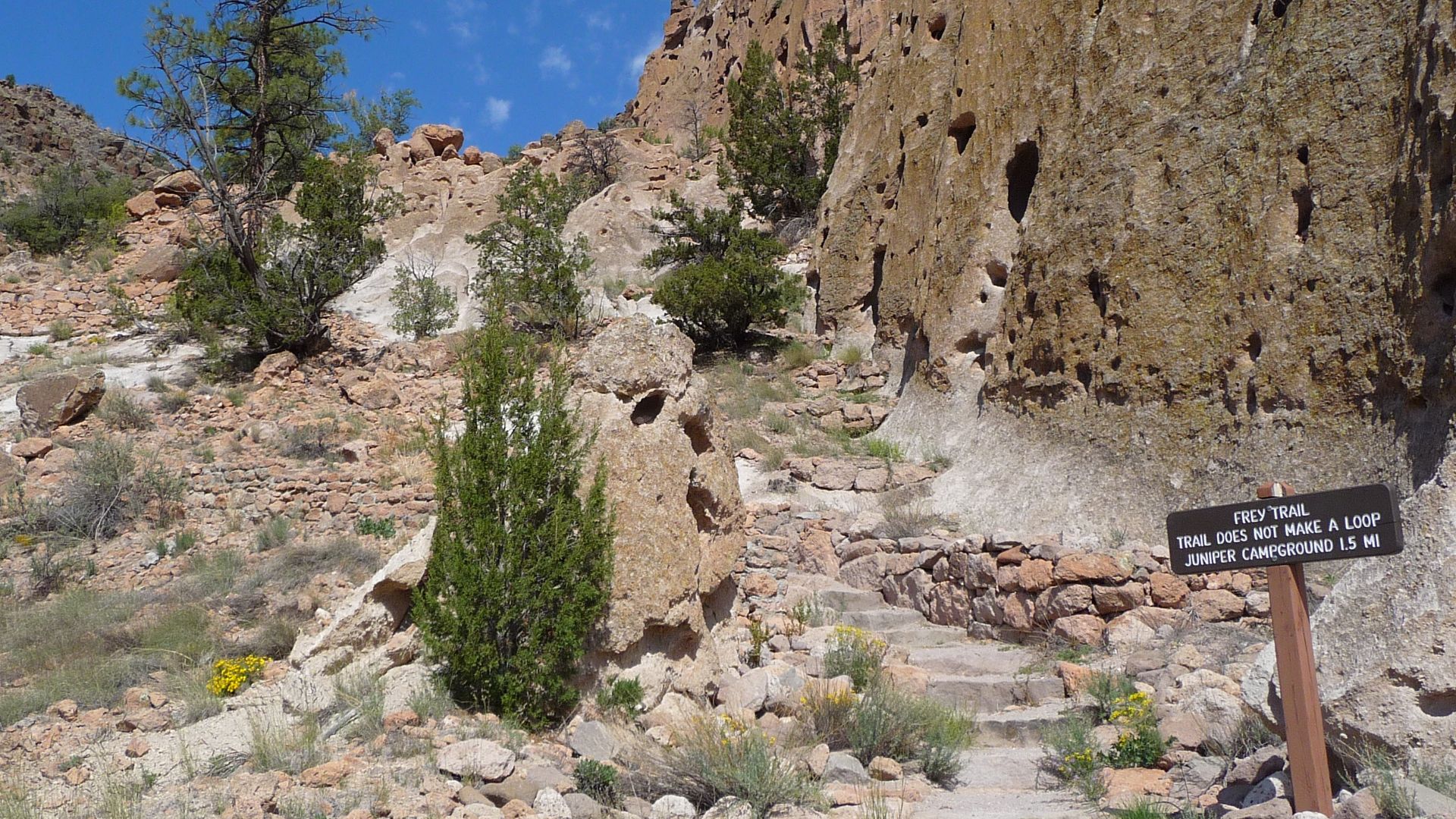 File:Bandelier National Monument in September 2011 - Cliff Dwellings - Frey Trail trailhead.JPG