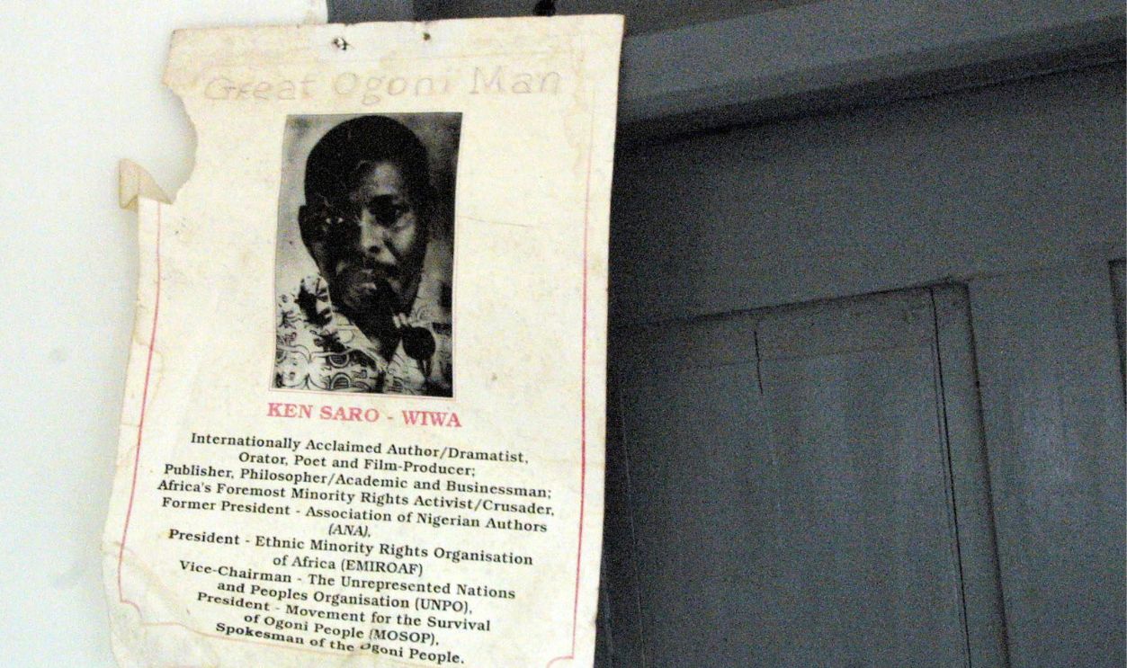 A poster showing late Ogoni human rights