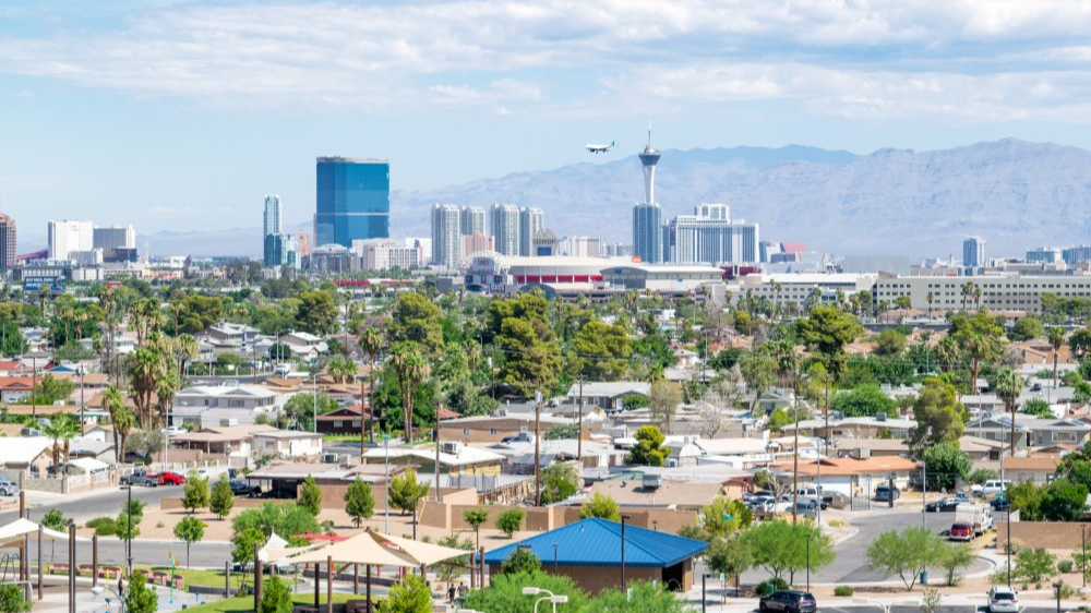 Vibrant urban scene of Las Vegas, Nevada captured from a high vantage point