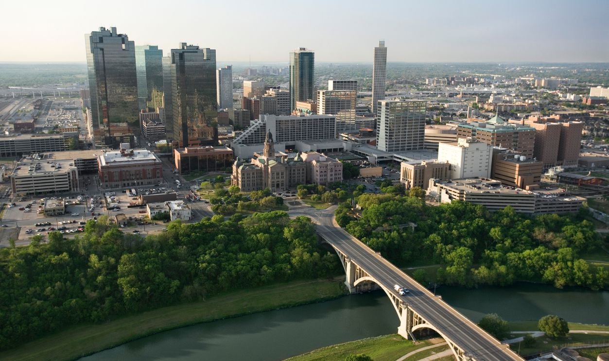 Aerial view of downtown Fort Worth, Texas