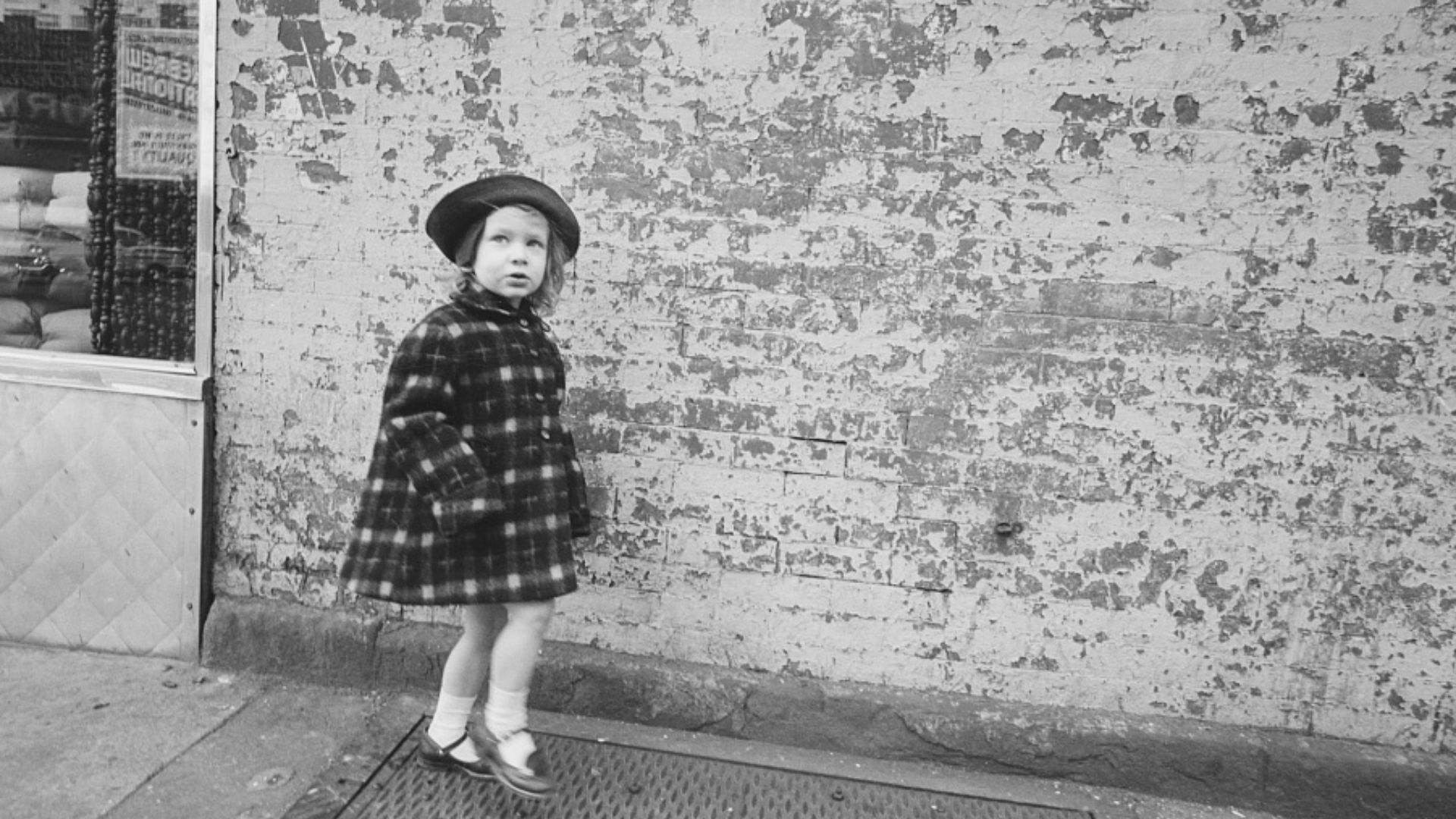 File:(Little girl walking on sidewalk cellar hatch doors looking warily at the photographer) (LOC).jpg