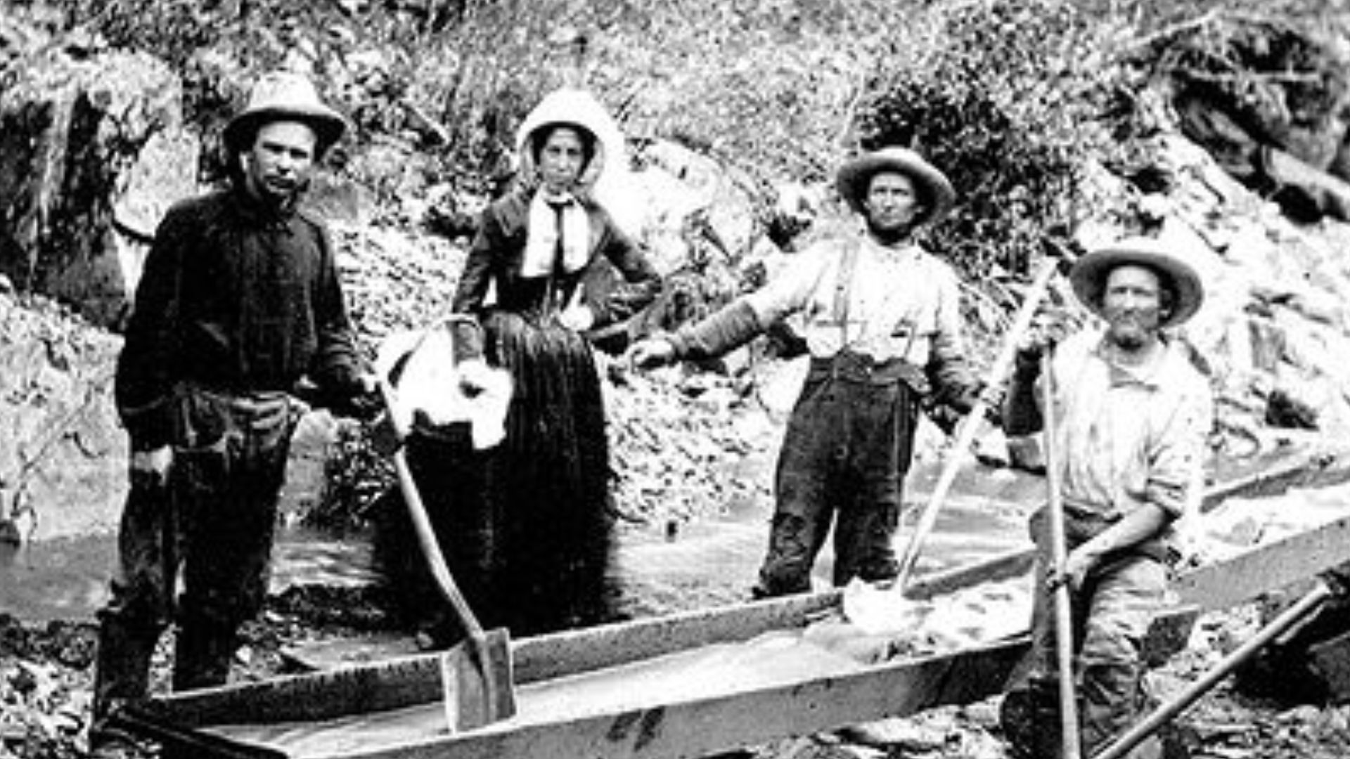 1850 Woman and Men in California Gold Rush