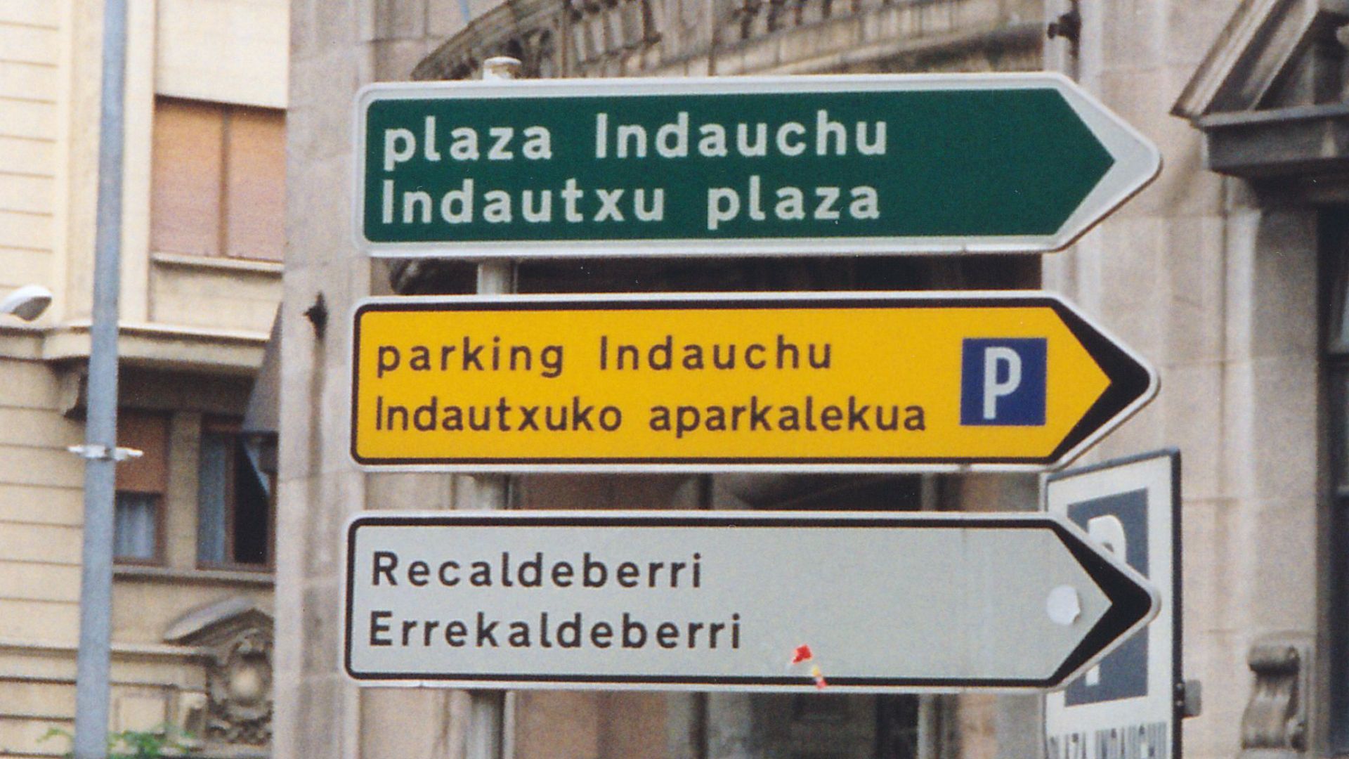 Basque road signs in Bilbao