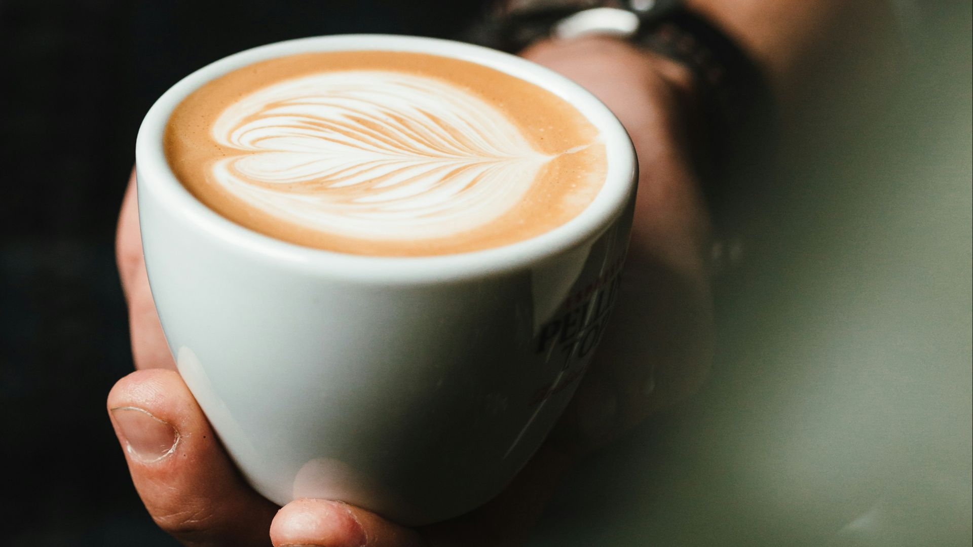 person holding cup of cappuccino