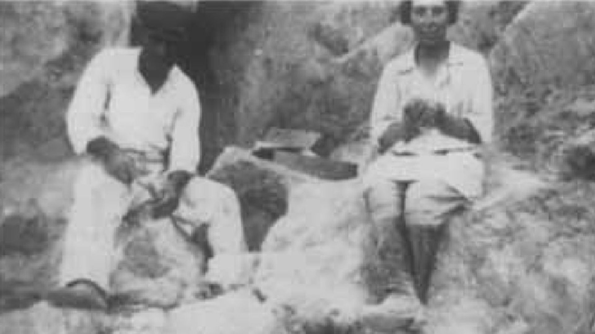 File:Dorothy Garrod and fragments of skull found at Devil's Tower Cave.jpg