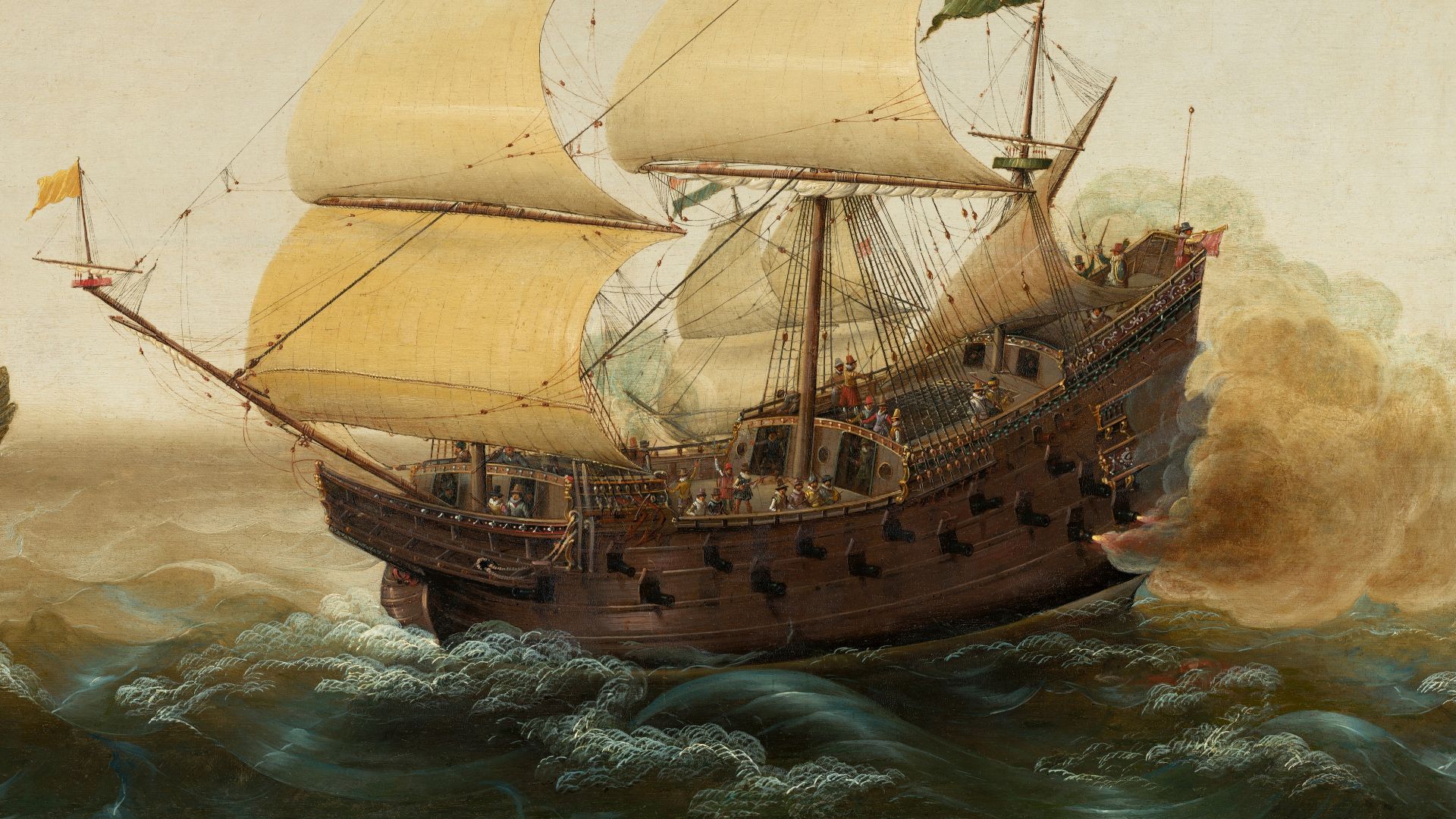 File:Spanish Galleon Firing its Cannon.jpg