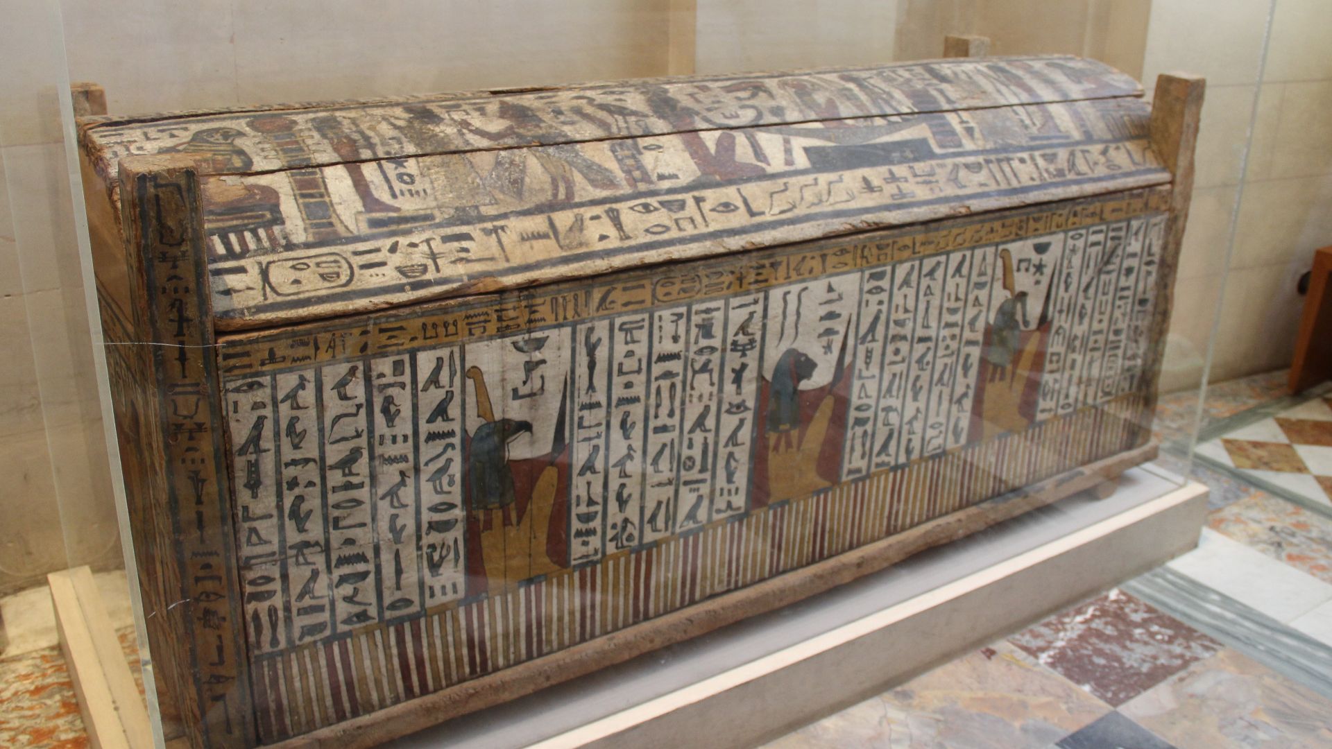File:Ancient Egypt Painted Wood Coffin (28131074020).jpg