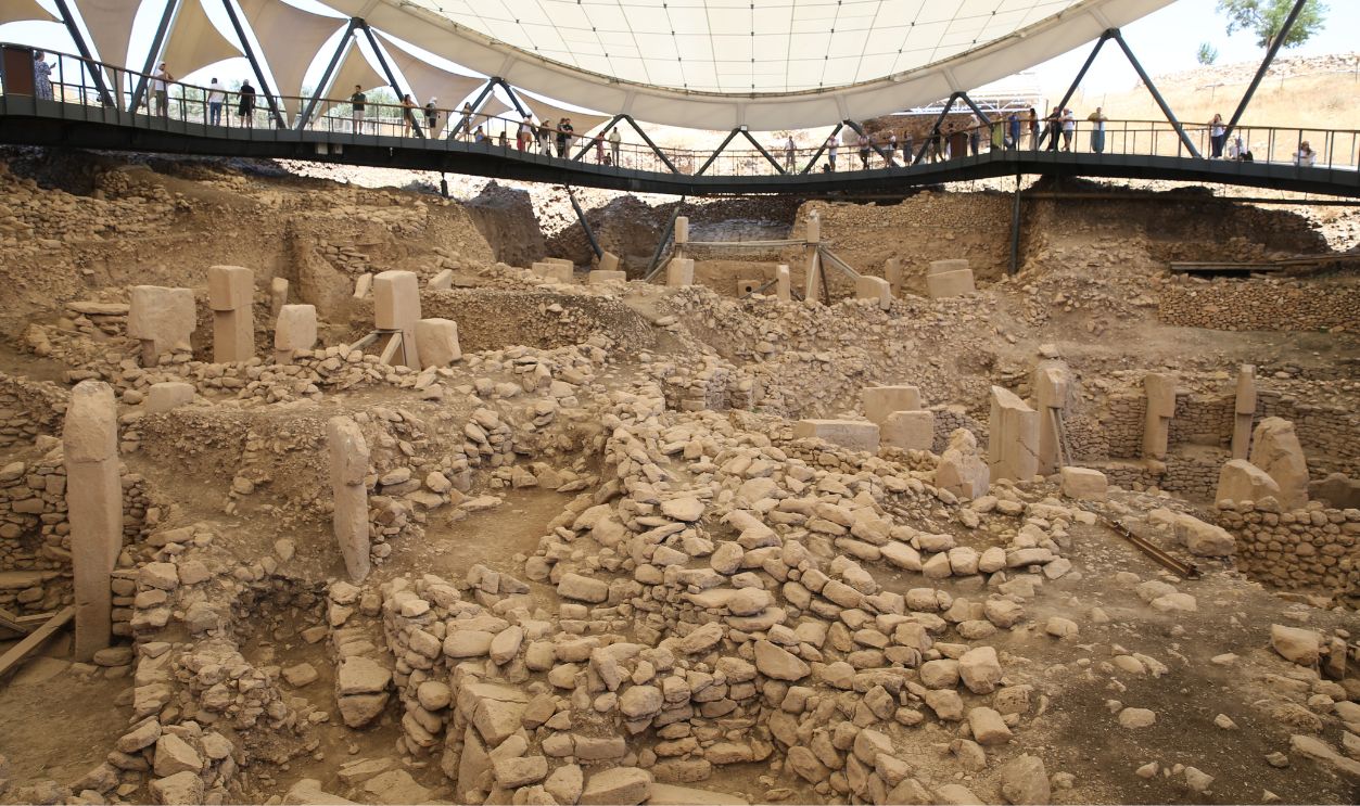 A view of the ancient site of Gobeklitepe, known as the world's oldest temple, in Sanliurfa, Turkey on June 27, 2023. Gobeklitepe which has left its fifth year behind in World Heritage List of UNESCO (The United Nations Educational, Scientific and Cultural Organization), and Gobeklitepe have hosted millions of visitors from many countries including Europe to Far East, from America to Africa.
