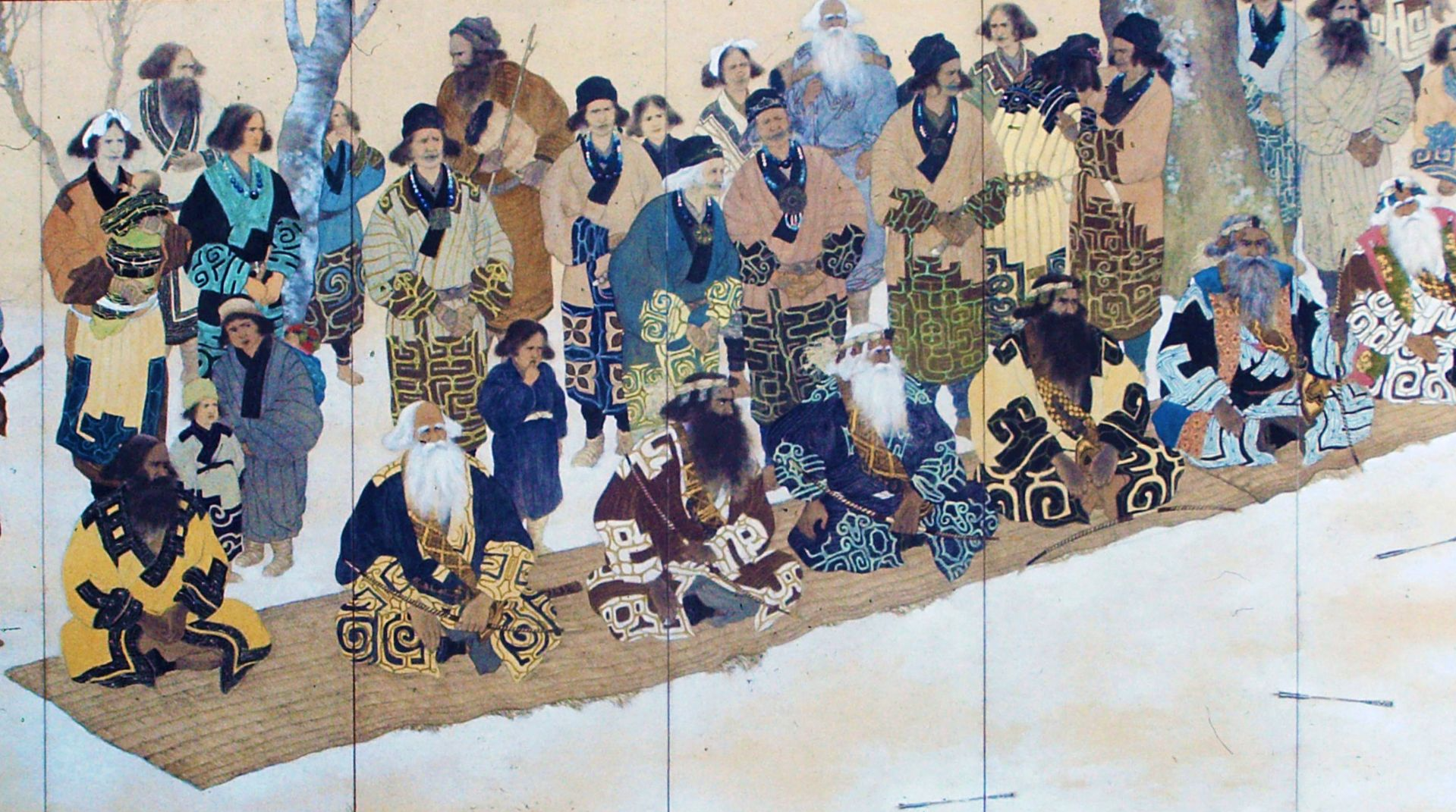 File:日本画家・村瀬義徳による「アイヌ熊祭屏風」（左）市立函館博物館蔵.jpg
