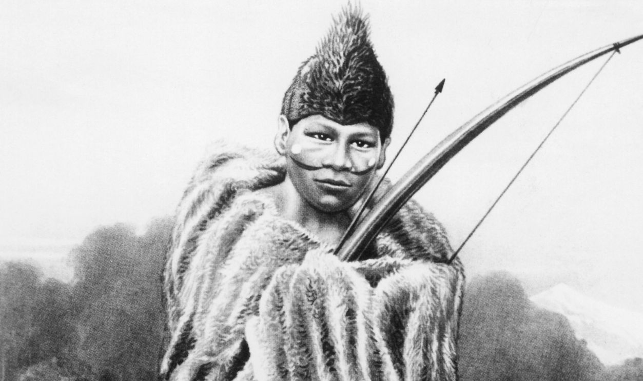 Selk'nam or Ona hunter, Tierra del Fuego, illustration from Die Selk'nam, by Martin Gusinde (1886-1969), 1931.