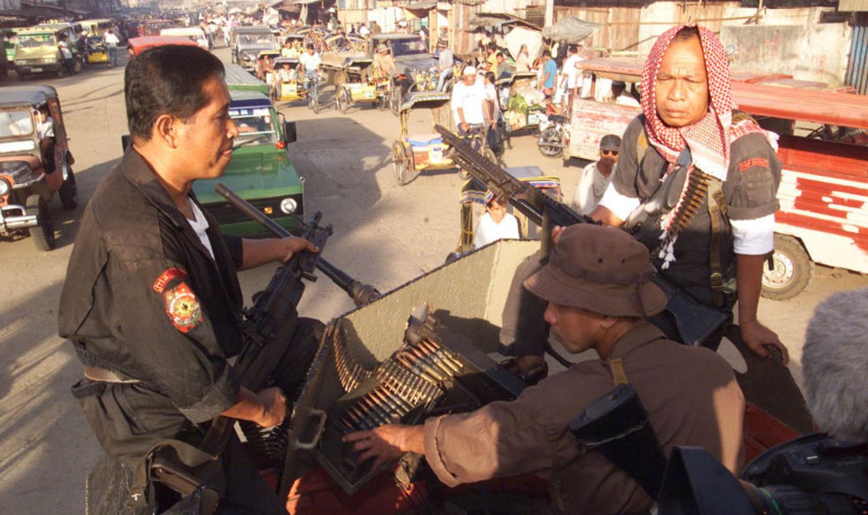 Philippine Government Forces Patrol in Hostage Situation