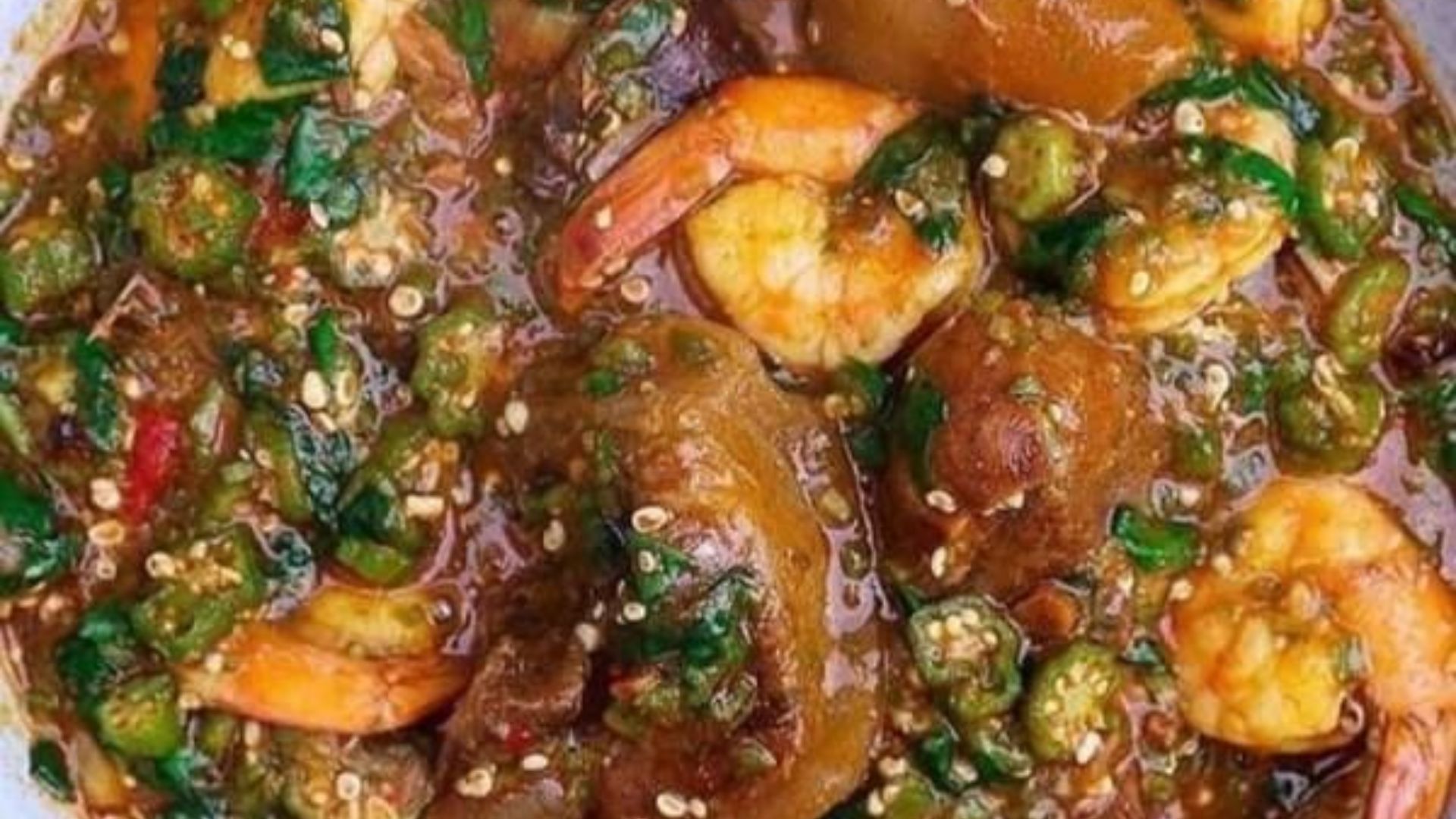 File:Okro soup with shrimps,dried fish,cow leg and tail with meat.jpg