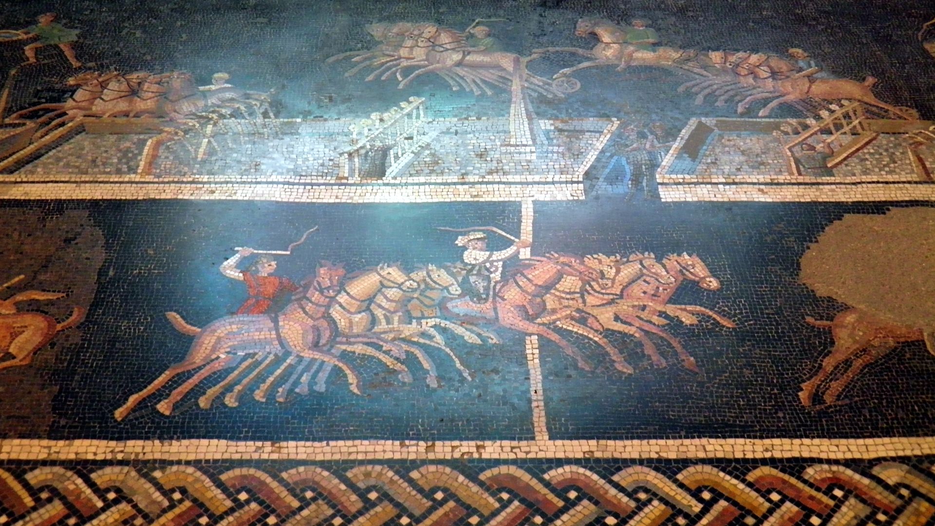 File:The restored Circus Games Mosaic depicting a chariot race in quadrigas, 2nd century AD, from Lugdunum, Musée gallo-romain de Fourvière, Lyon (9194390296).jpg