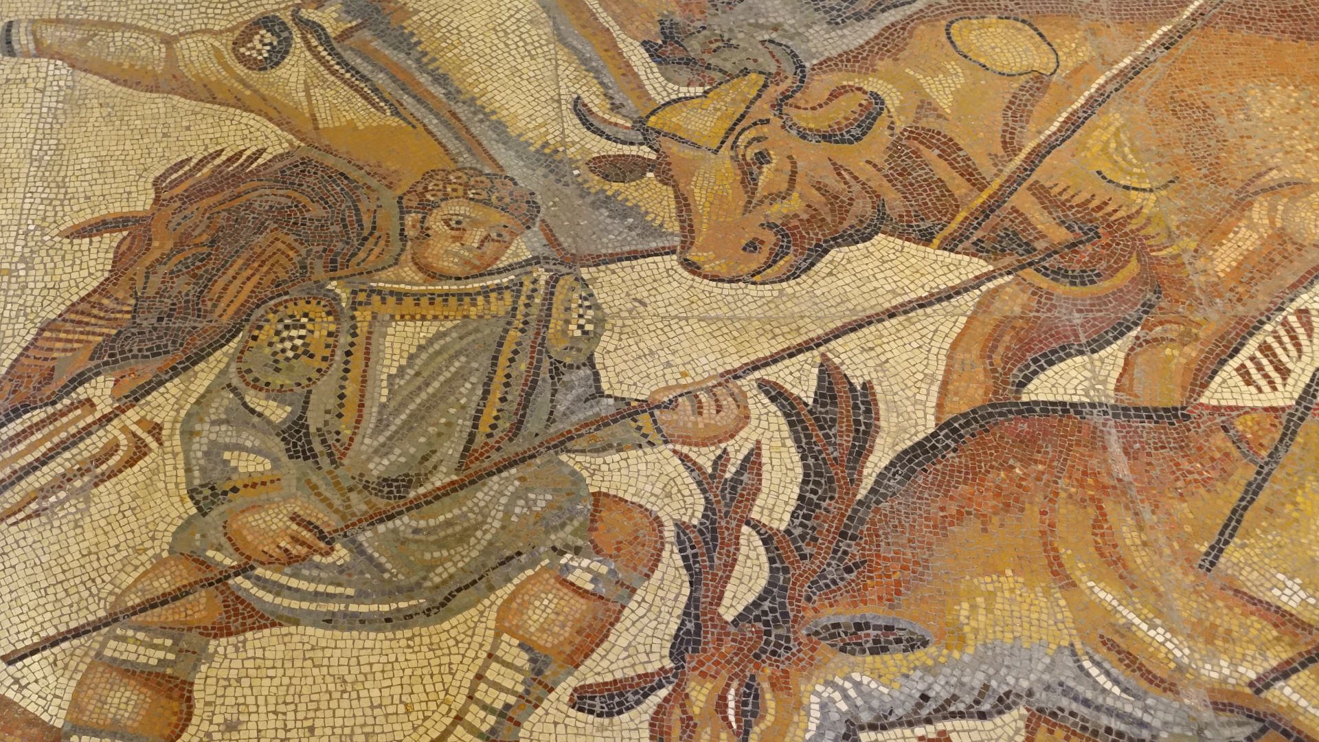 File:Venatio, fragment, Roman, 300-400 AD, marble and limestone mosaic - Galleria Borghese - Rome, Italy - DSC04949.jpg