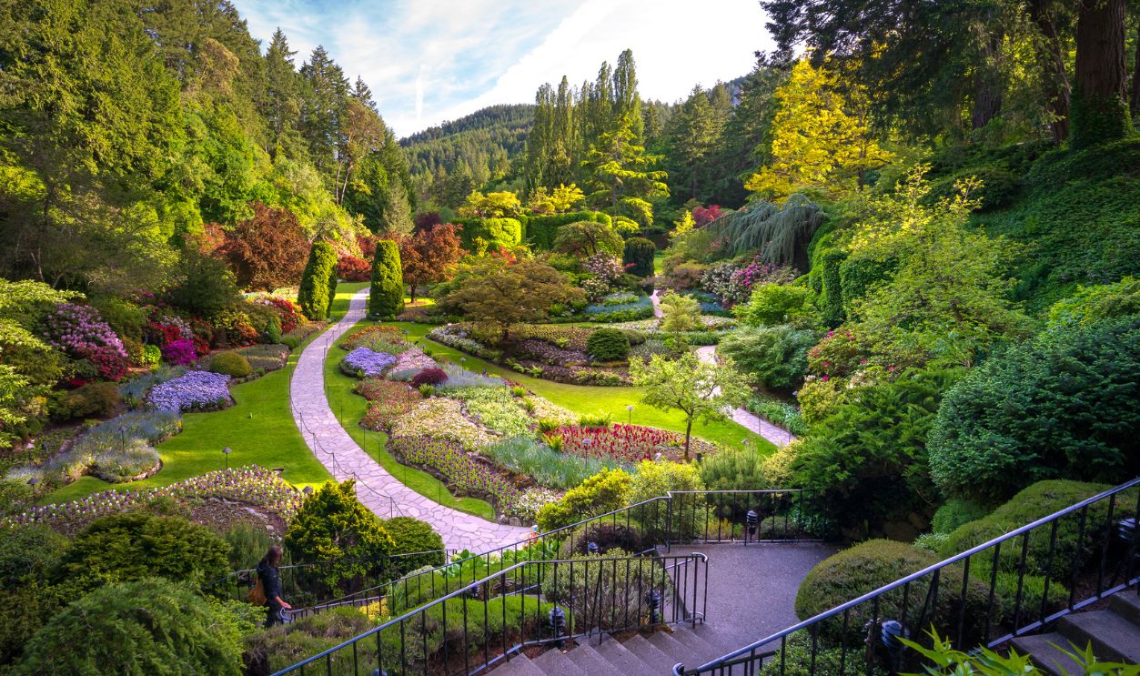 Sunken garden at Butchart Gardens in Victoria, Vancouver Island, British Columbia, Canada