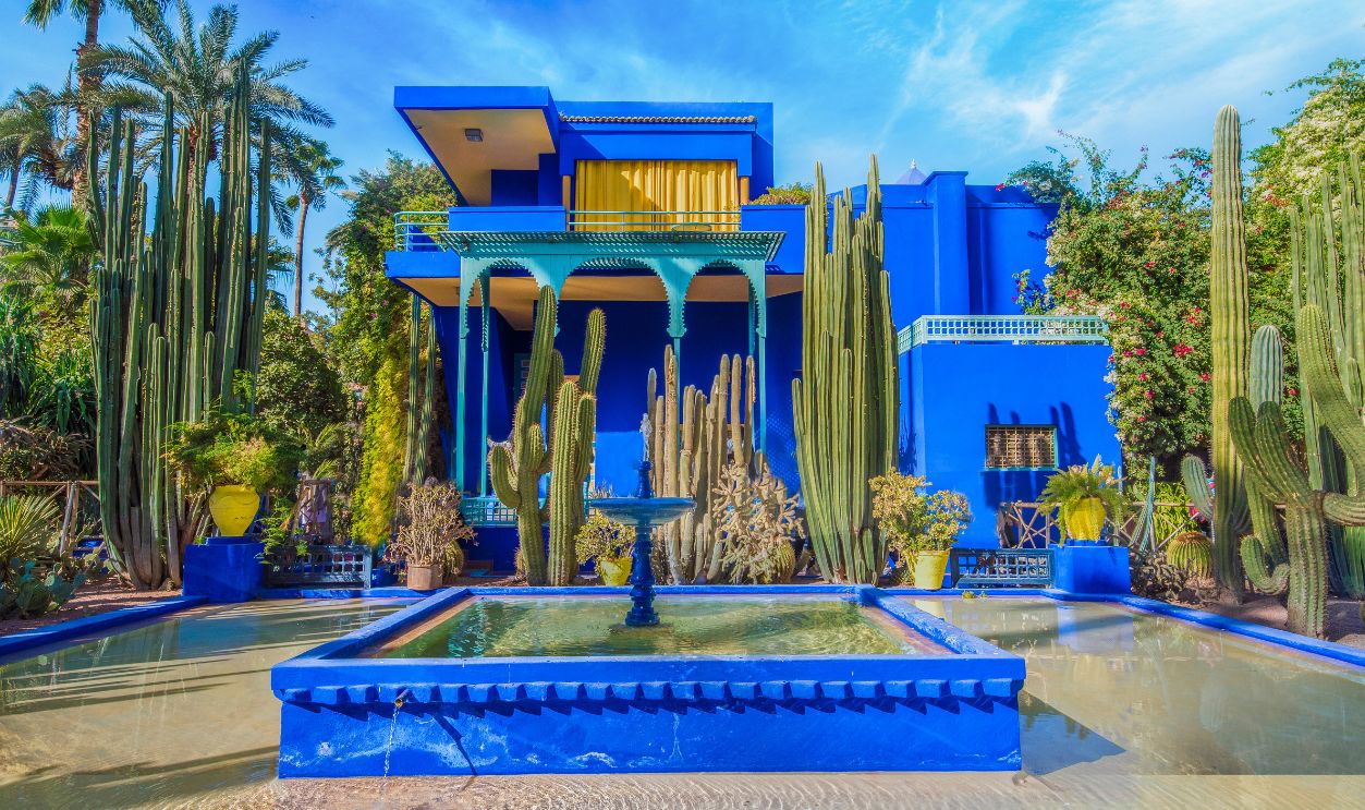 Le Jardin Majorelle, amazing tropical garden in Marrakech, Morocco.