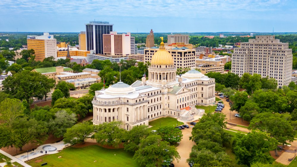Vibrant urban scene of Jackson, Mississippi captured from a high vantage point