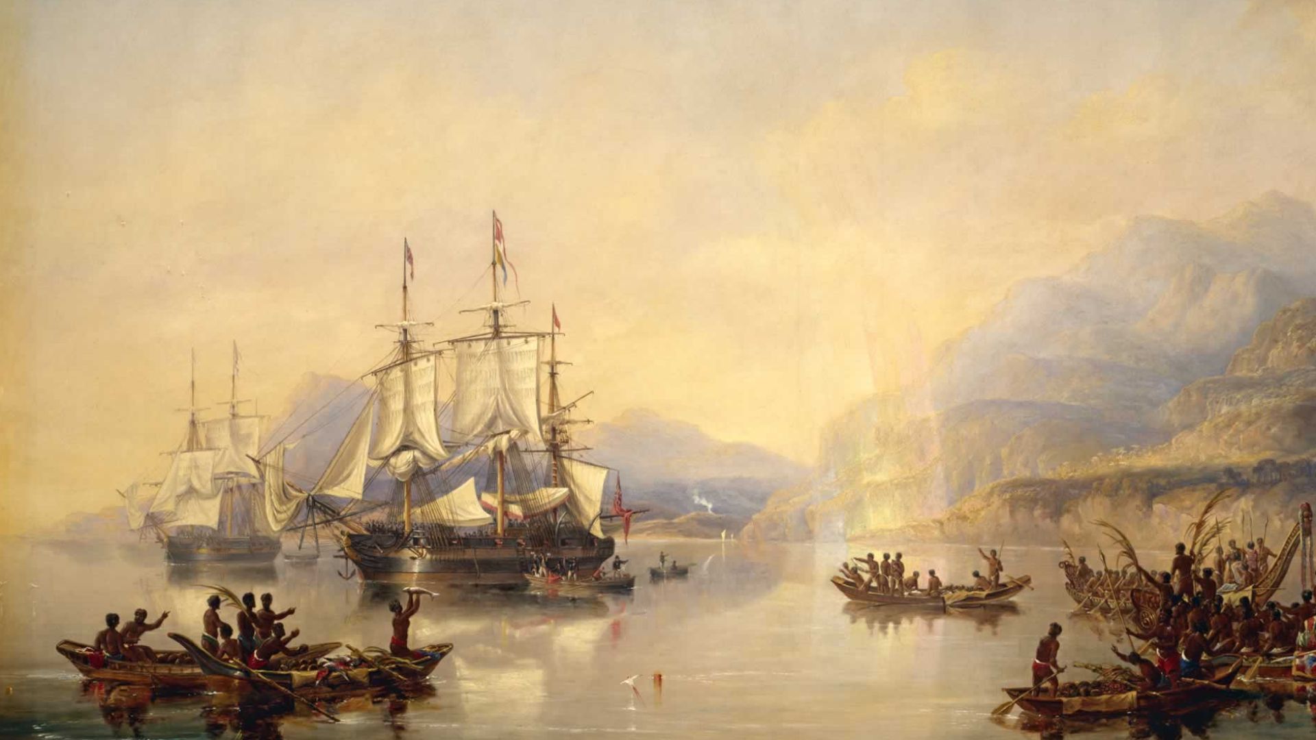 File:'Erebus' and the 'Terror' in New Zealand, August 1841 by John Wilson Carmichael.jpg