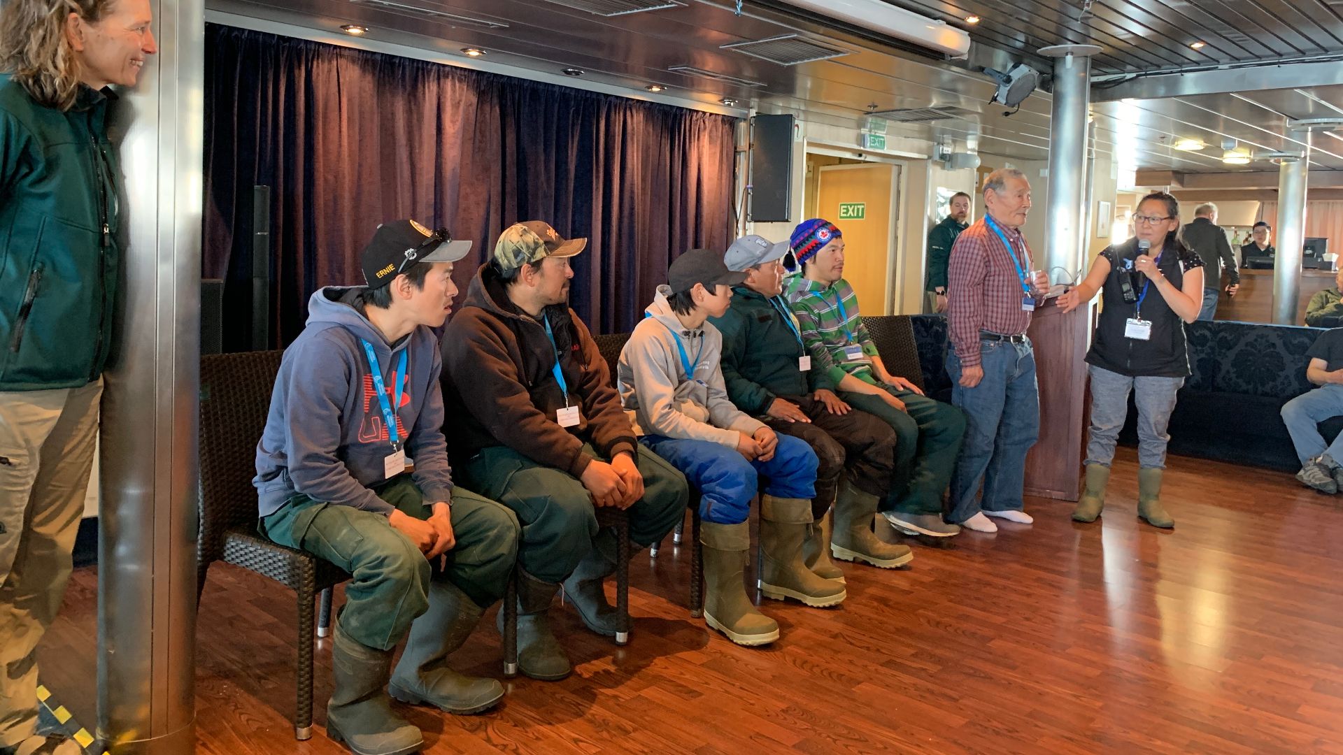 File:Inuit guardians from Gjoa Haven on MS Ocean Endeavour as part of the trial visitor experience, 2019.jpg