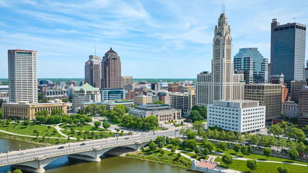 Vibrant urban scene of Columbus, Ohio captured from a high vantage point