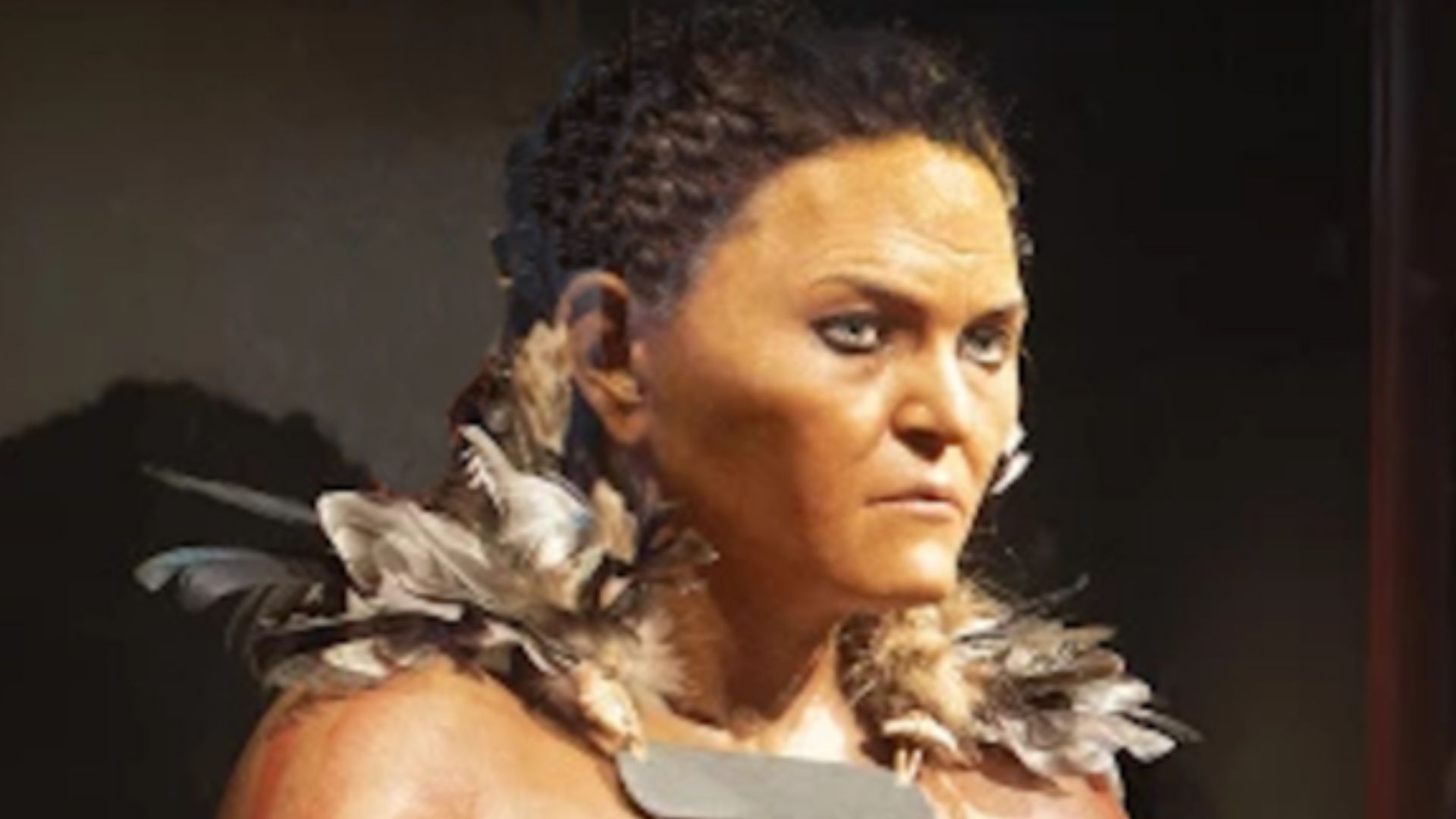 File:Southwest Sweden hunter-gatherer Burial XXII (5000 BCE, reconstruction with background, Trelleborg Museum).jpg