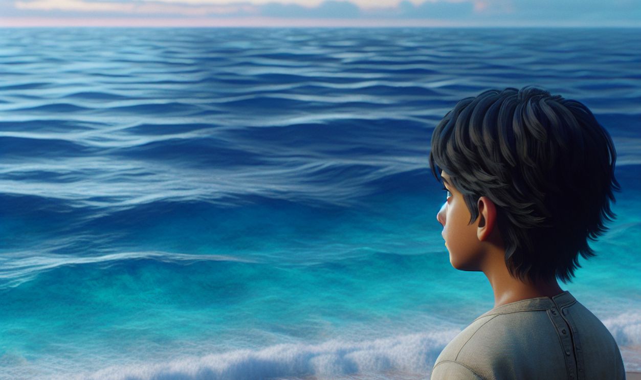 Young boy looking at the sea