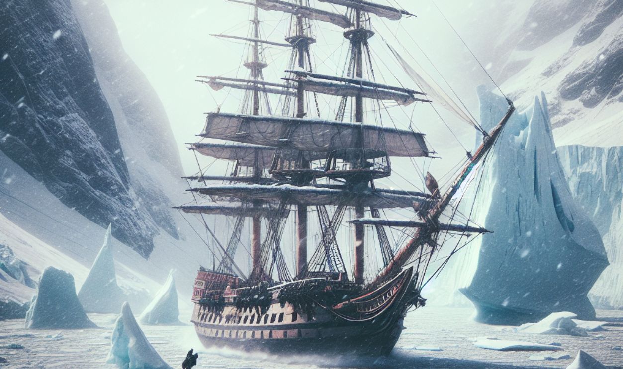 Ancient Ship in the snow 