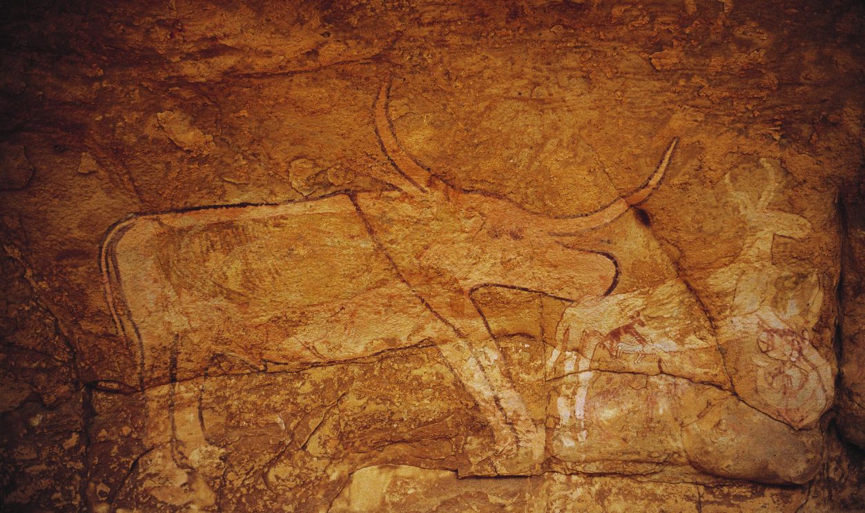Gettyimages - 122224123, Algeria, Sahara desert, Tassili-n-Ajjer National Park, site of Sefar, rock painting depicting buffalo
