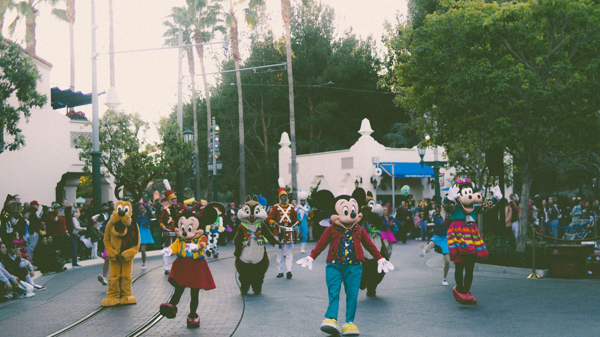 a group of people in mickey mouse costumes