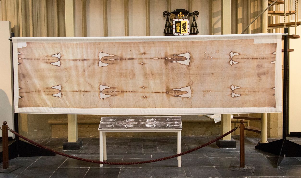Replica of the Turin shroud, Saint John cathedral church, 's-Hertogenbosch, Den Bosch, North Brabant province, Netherlands.