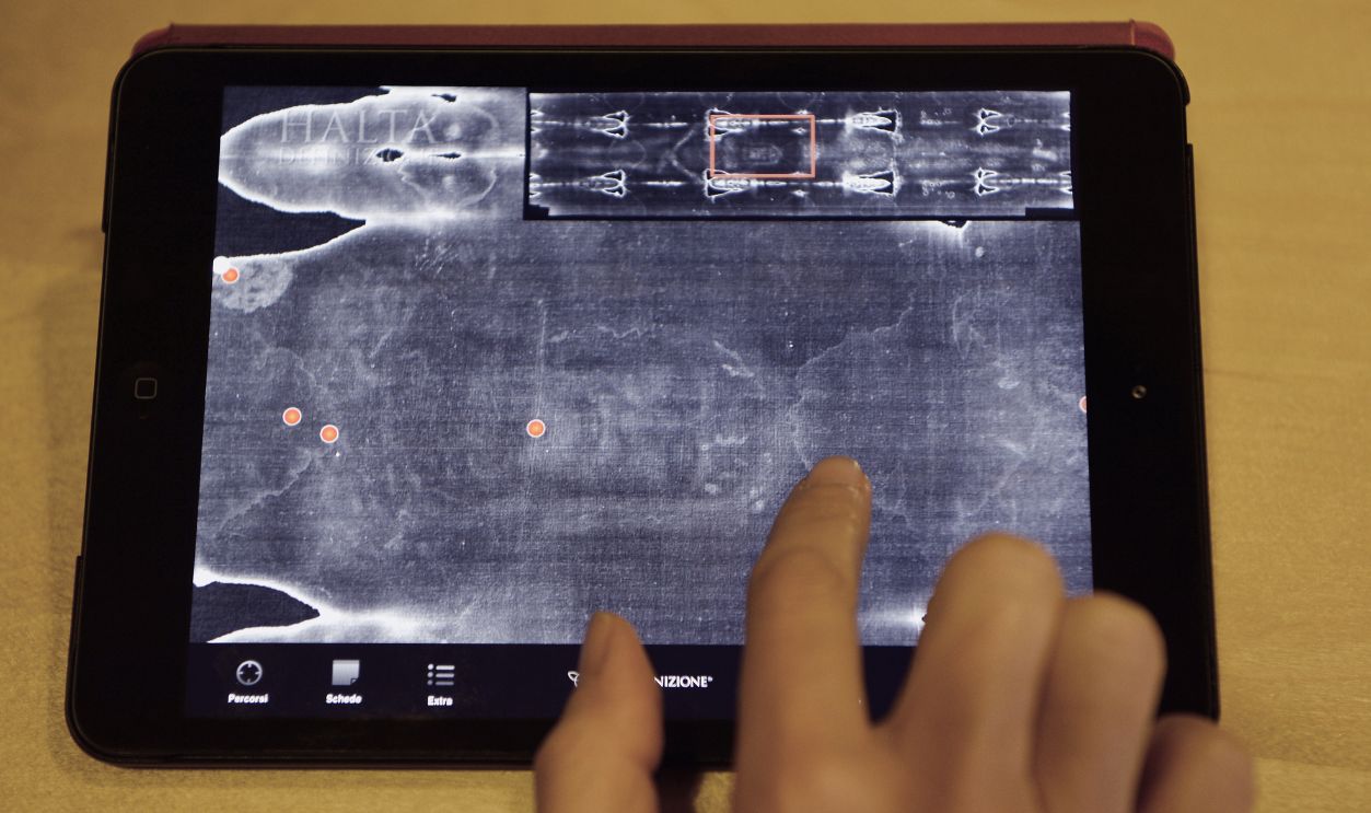 A picture taken on March 30, 2013 in Rome shows a screen displaying