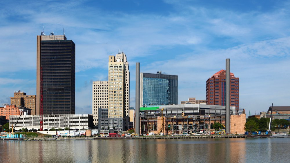 Vibrant urban scene of Toledo, Ohio captured from a high vantage point