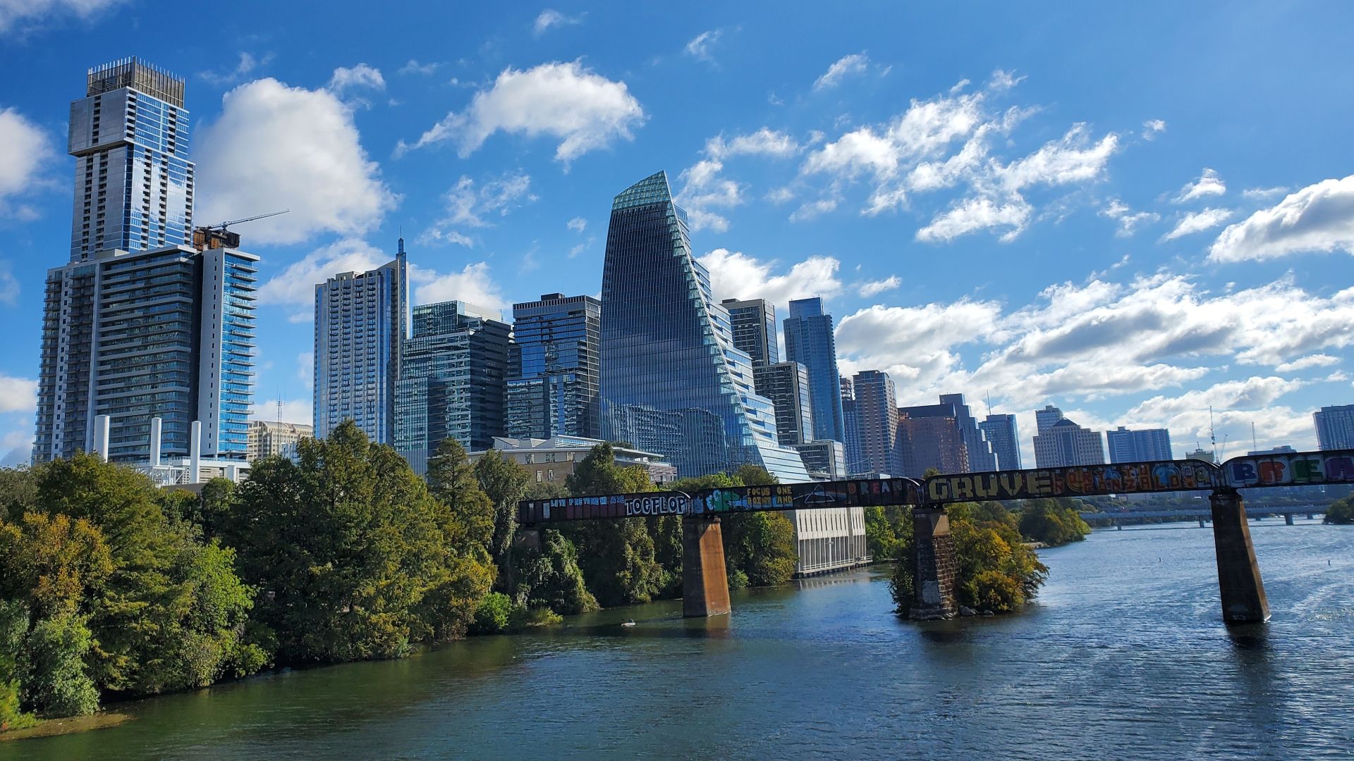 File:View of Downtown Austin from Pfluger Pedestrian Bridge October 2022.jpg