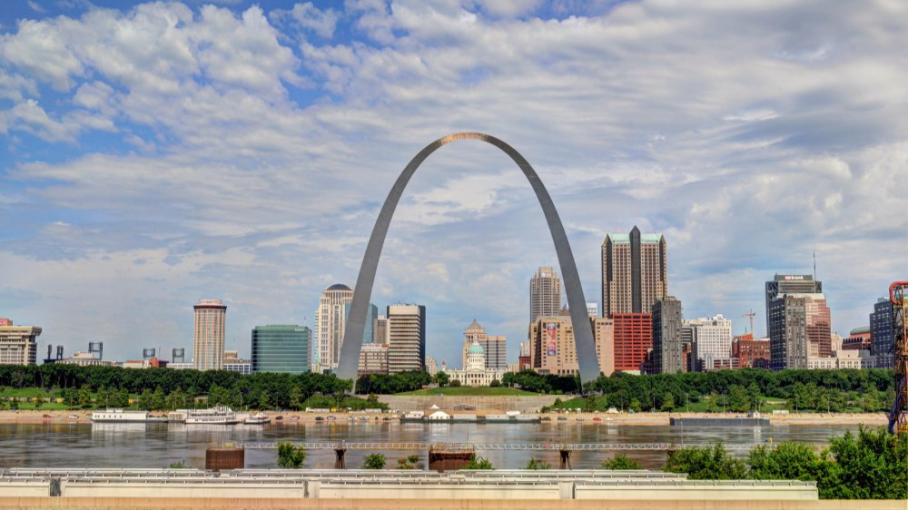 Vibrant urban scene of St. Louis, Missouri captured from a high vantage point