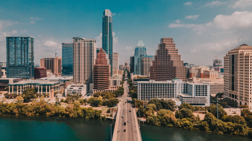 Vibrant urban scene of Austin, Texas captured from a high vantage point