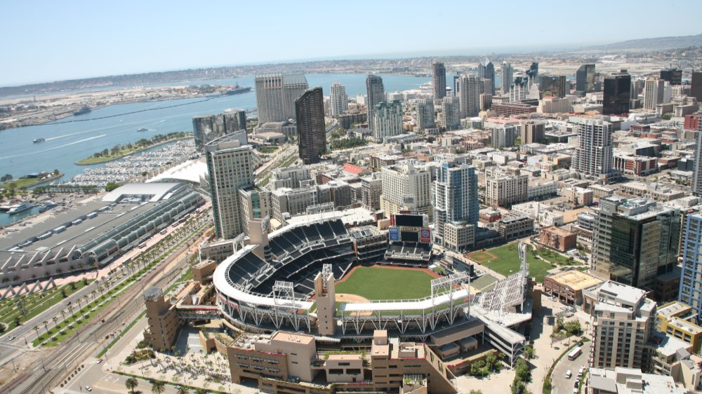 Vibrant urban scene of San Diego, California captured from a high vantage point