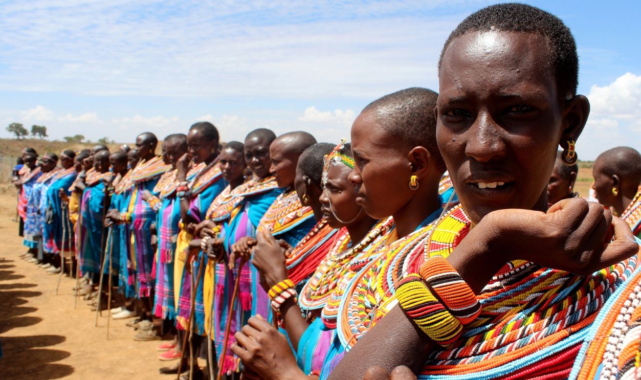 Women of the Umoja Village are seen in Samburu county some 350 km north of the capital, Nairobi on September 18, 2015. The village where men are banned was founded by Rebecca Lolosoli and 14 other women in 1990 and started out as a refuge for victims of sexual abuse and violence.