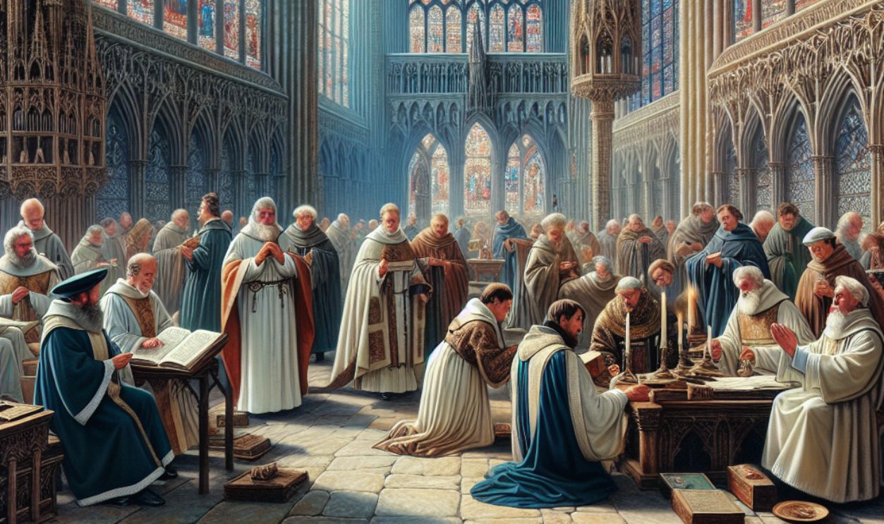 Image of medieval clergymen