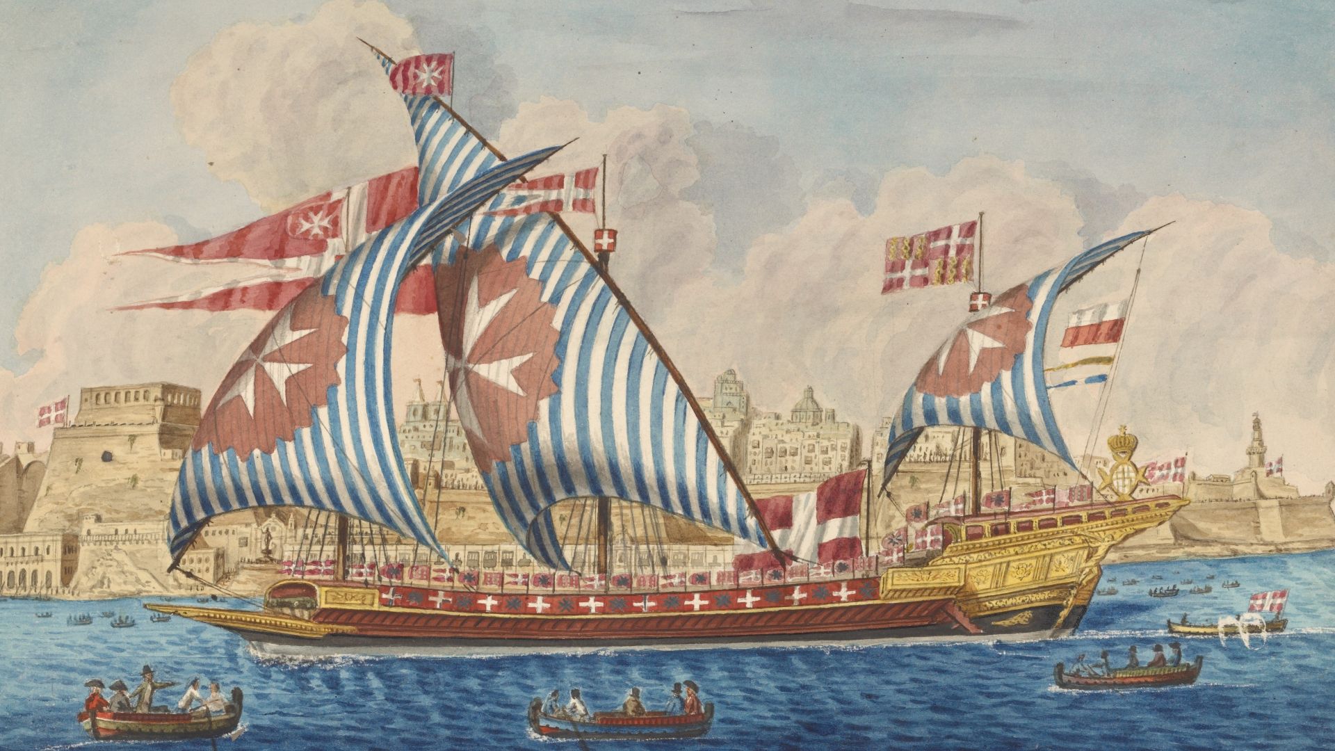 File:La Galère Capitaine de Malte entrant dans le grand port de la Vallette de retour de sa Croisiere (NYPL b14896507-1535156) (cropped).jpg