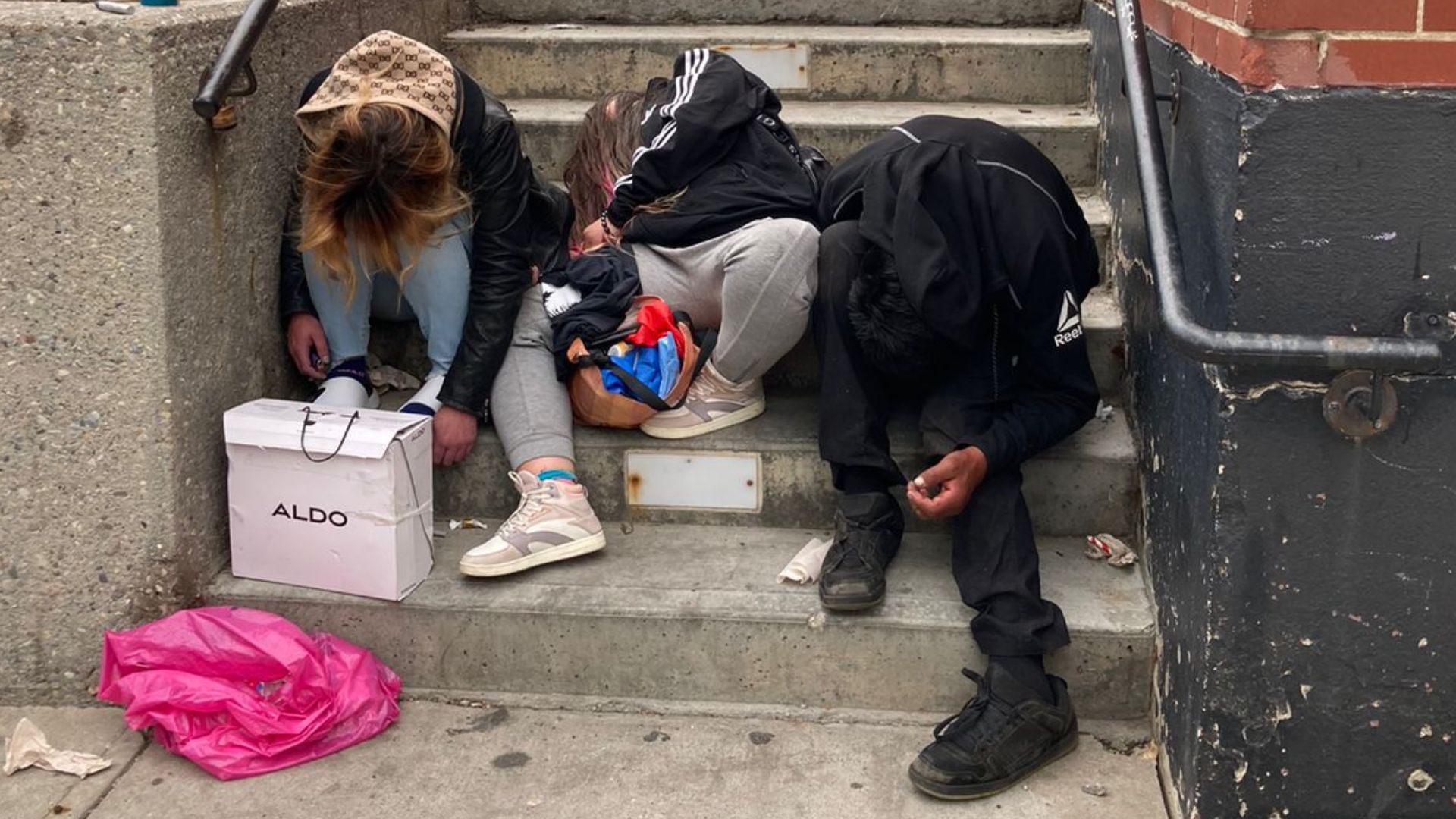 File:Group of homeless people in Calgary, Canada, 2023.jpg