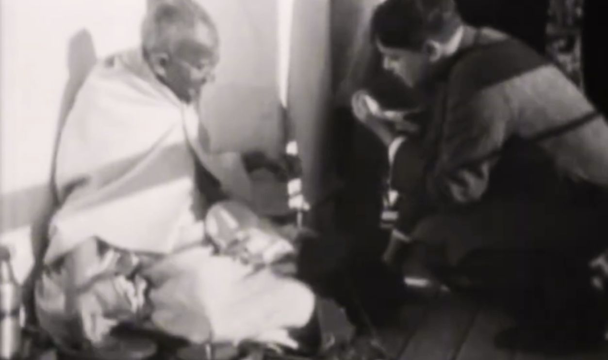 Gandhi At His Spinning Wheel (1931)