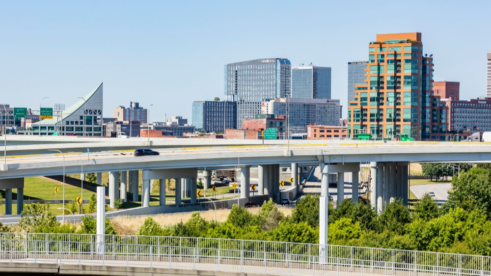 Vibrant urban scene of Louisville, Kentucky captured from a high vantage point