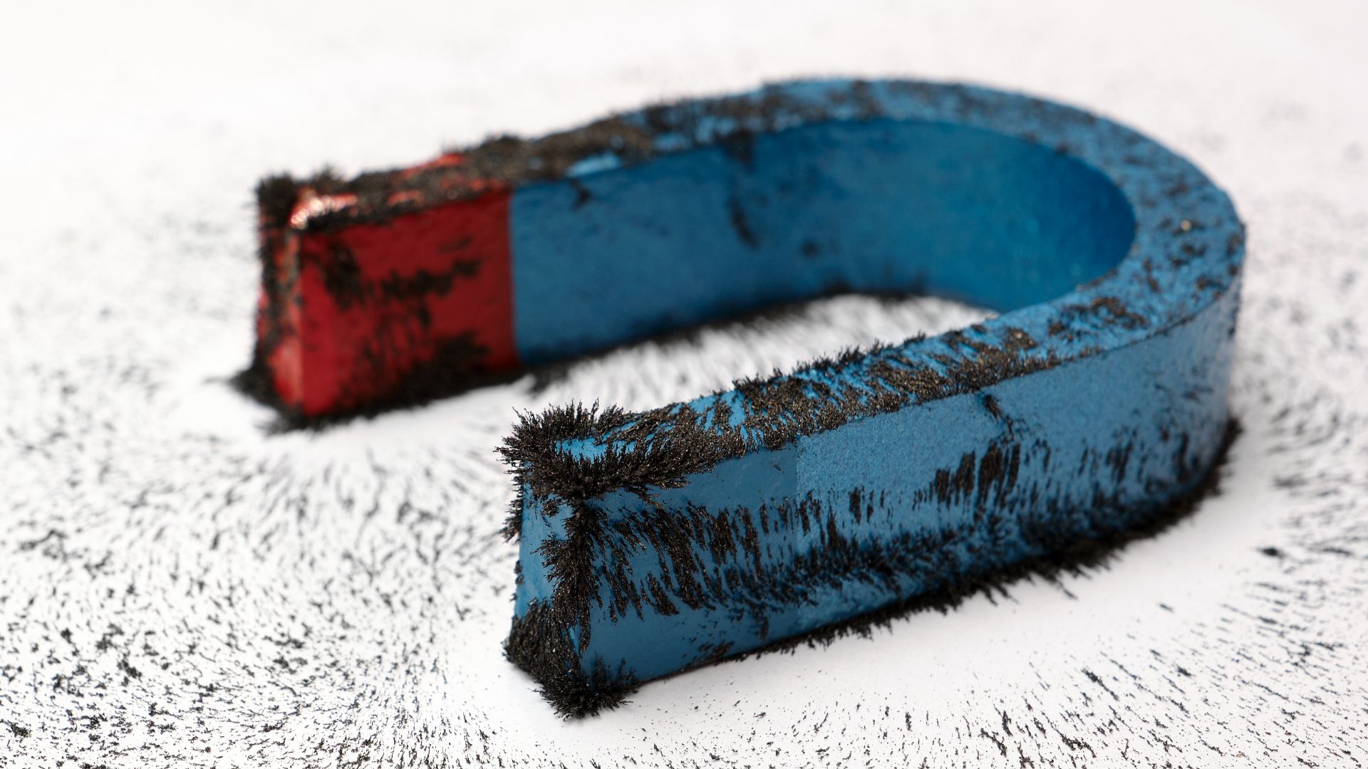 File:Horseshoe magnet metal shavings.jpg