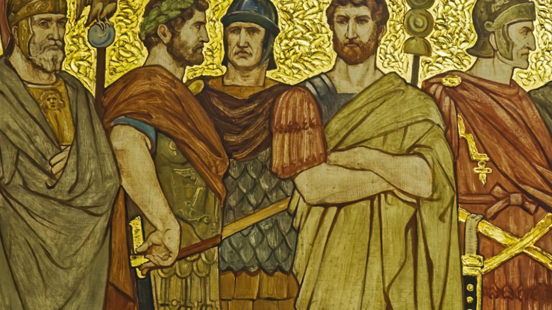 File:Roman generals and emperors closeup in the frieze of the Great Hall of the National Galleries Scotland by William Brassey Hole 1897.jpg
